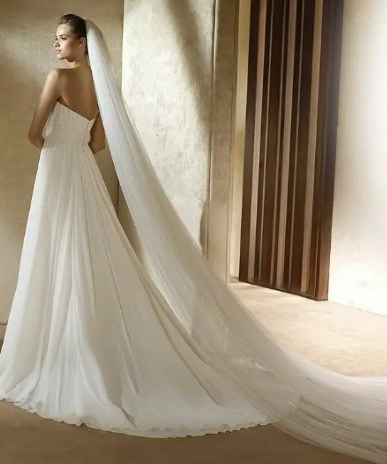 

TOPQUEEN V30 Bride Veil Long Simple Wedding Veil Two Layer Soft Veils Free Shipping Net Veil Elegant Bridal Veils Wedding Long