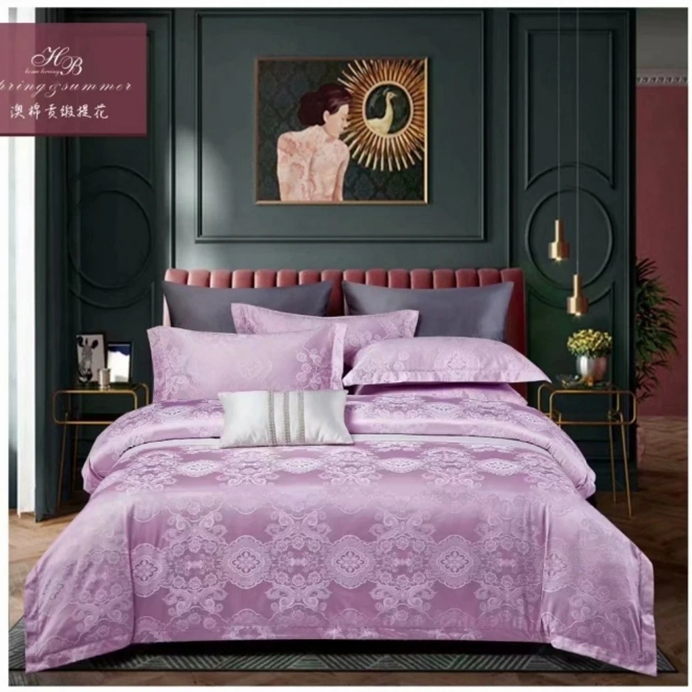 

Silver Luxury Satin Cotton Bedding sets Queen King size Cotton bed sheet set,bed set bedlinen Pillowcases