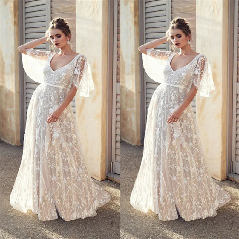 Новинка 2019 женское длинное сексуальное платье с глубоким v образным вырезом