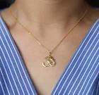 Новинка 2018, изящное ожерелье из чистого серебра 925 пробы, цепочка 41 + 5 см, блестящее Золотистое Ожерелье для женщин, символ йоги Ом, Индия