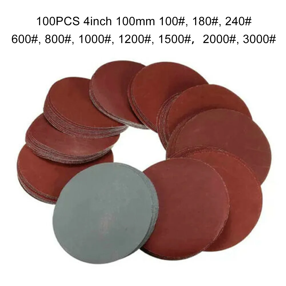 

Sand Paper 100pcs 4Inch100mm Hook And Loop Flocking Sand Papers 100-3000 Grit Sanding Disc Polishing Pad For Car Waxing