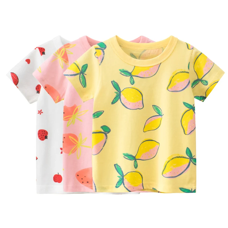 

Children's Clothing Girls' Short Sleeve Cotton T-shirt 2021 Summer New Girl Fruit Print Top Tee Shirts