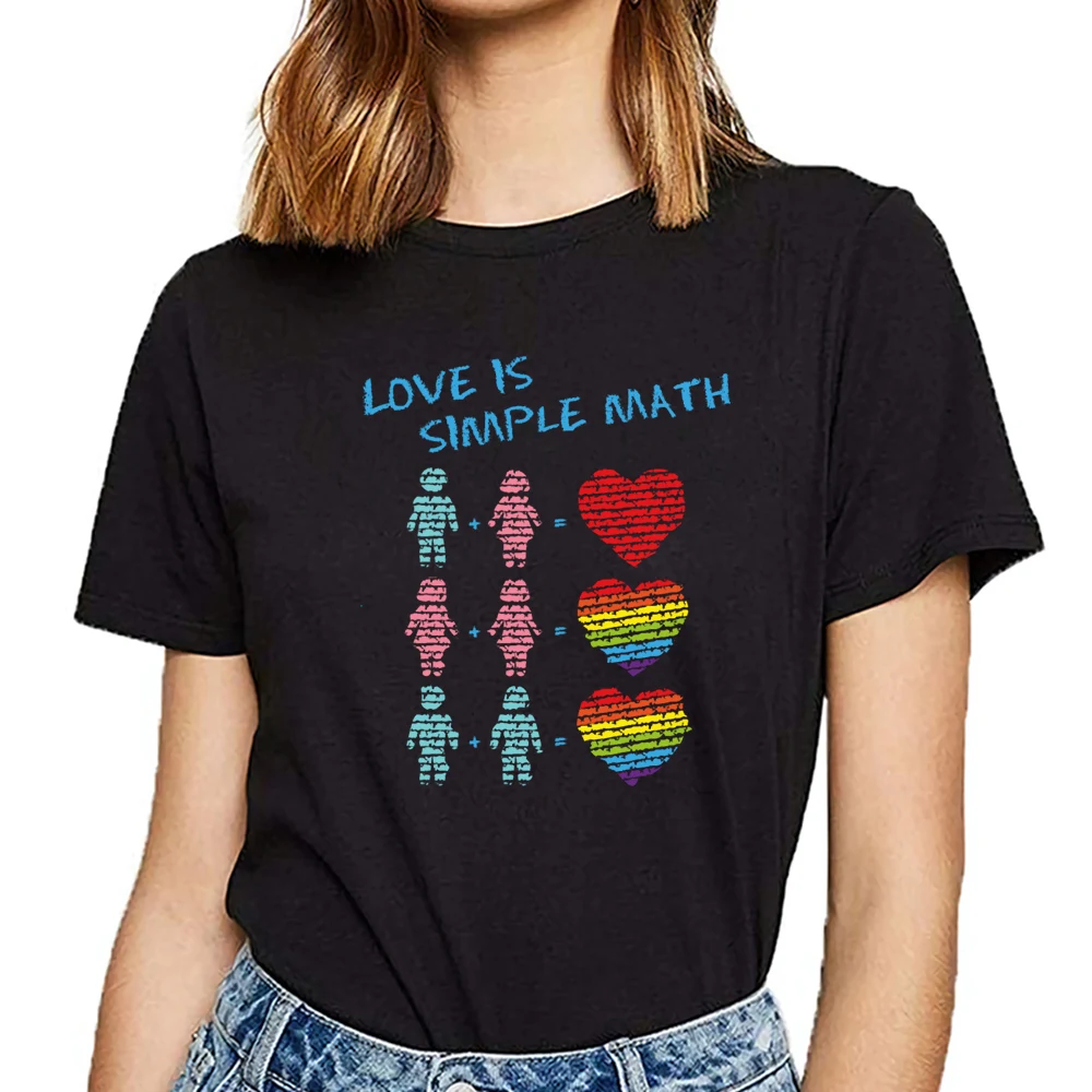 

Tops T Shirt Women love is simple math Sexy Harajuku Custom Female Tshirt