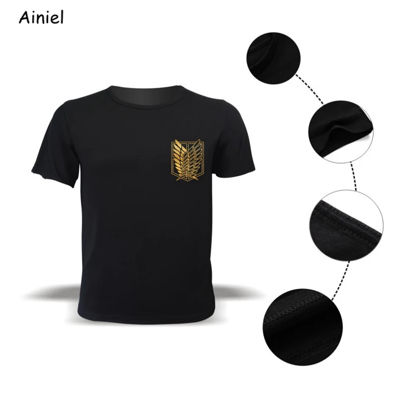 Костюм для косплея Эрена Микаса из аниме атака на Титанов Мужская футболка