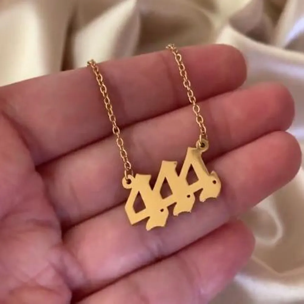 

Ожерелье с ангельским номером для женщин, под заказ, ожерелье с именем, 111, 222, 333, 444, 555, 666, 777, 888, золотистое, старинное, английская Нумерология, ...