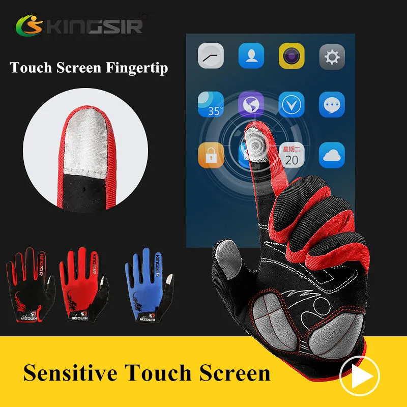 Зимние осенние велосипедные перчатки KINGSIR для сенсорных экранов мужчин и женщин