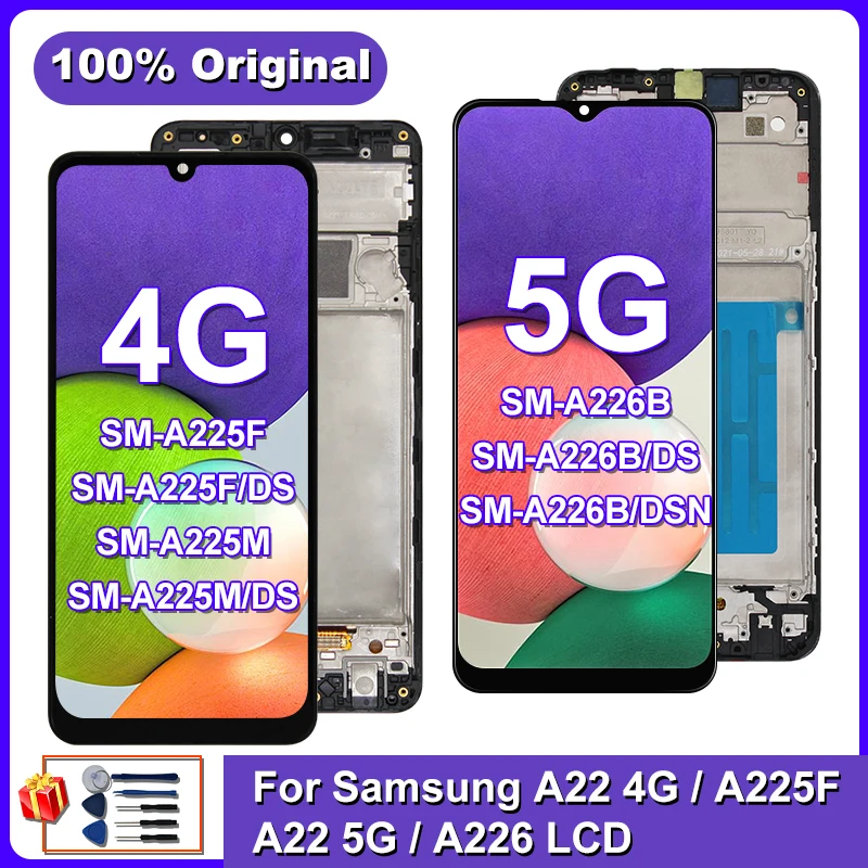 

Оригинальный Для Samsung Galaxy A22 4G A225F/DS ЖК-дисплей сенсорный экран дигитайзер Запасные части для Samsung A22 5G ЖК-SM-A226B
