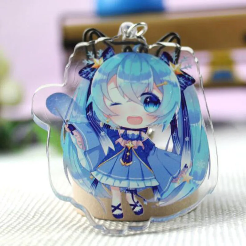 Hatsune Мику акриловый брелок Luo Tianyi аниме подвеска автомобильные аксессуары японский прозрачный брелок игра зеленый лук Брелок - Цвет: 3