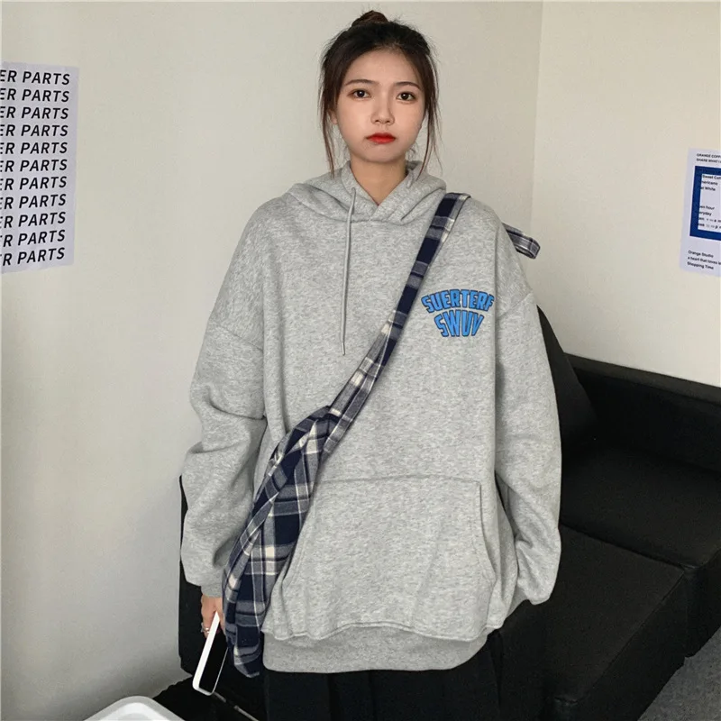 

ZOGAA Hoodies Women Girls Youth Daily All-match New Hooded Spring Autumn Loose Korean Streetwear Fashion Ins Thickening Velvet