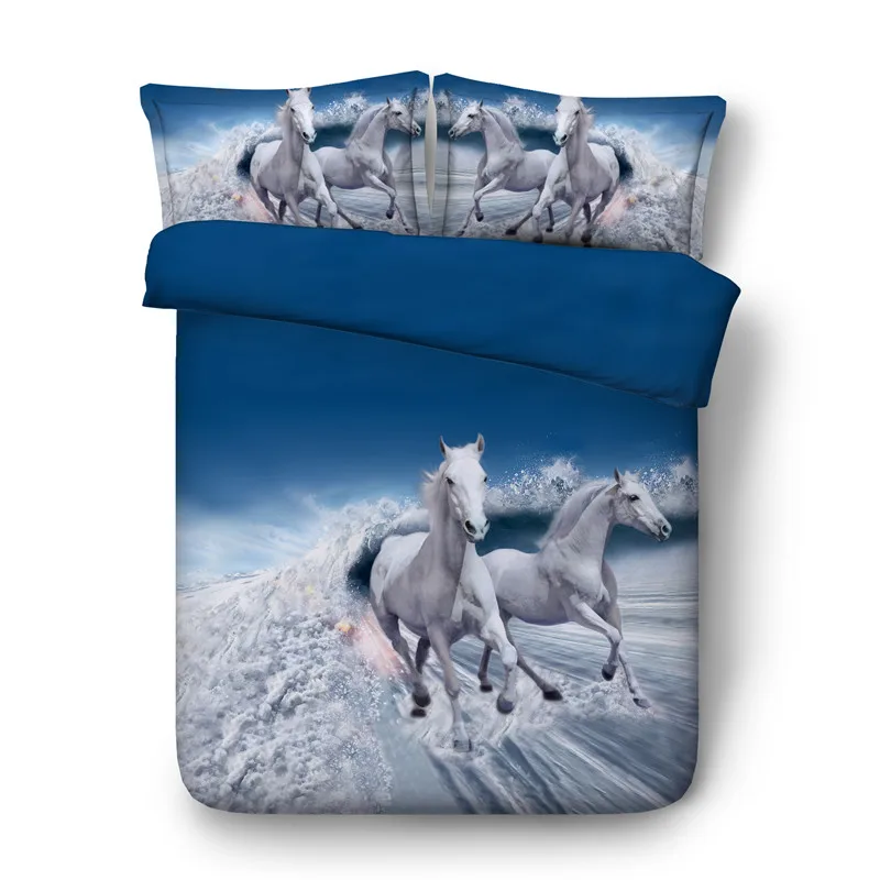 

3d color horse printed bedding sets king twin size kids duvet quilt cover set 3pc bed linens pillowcase 2pc boy kids hot sale