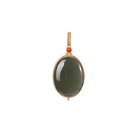 s925 sterling silver gold plated natural hetian jade gray jade pendant hollow out simple temperament egg noodles ladies pendant