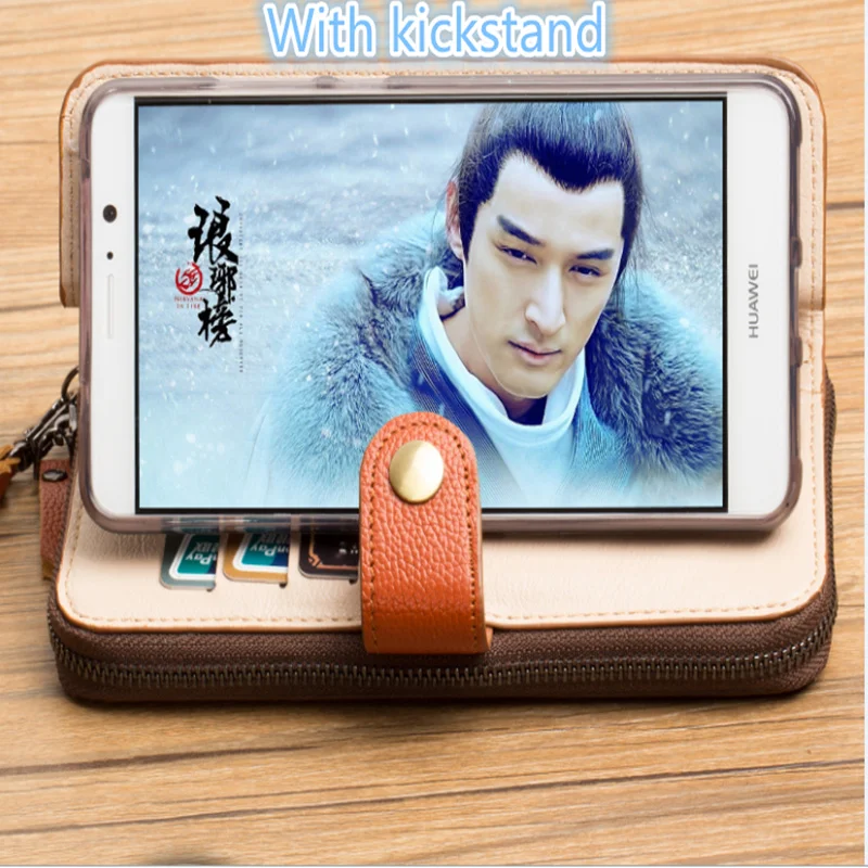 Кошелек из натуральной кожи с ремешком на руку много отделений для карт