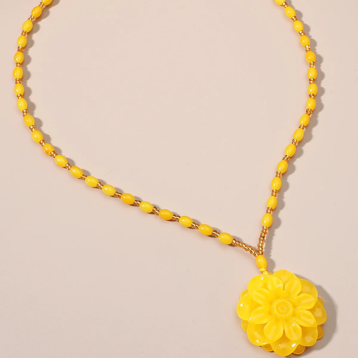 

Yellow Natural Amber subshrubby peony flower Pendant Necklace Charm Jewellery Fashion Accessories Man Woman Lucky Amulet Gifts