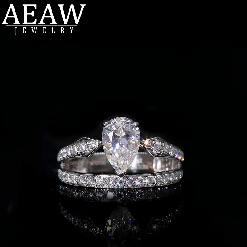 Кольцо обручальное AEAW 585 карата Муассанит белое золото пробы 14 к | Украшения и