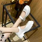 U-DOUBLE г. Брендовые весенние белые туфли женская обувь в стиле Лолиты Туфли Мэри Джейн в японском стиле женская обувь на платформе и высоком каблуке большой размер 41