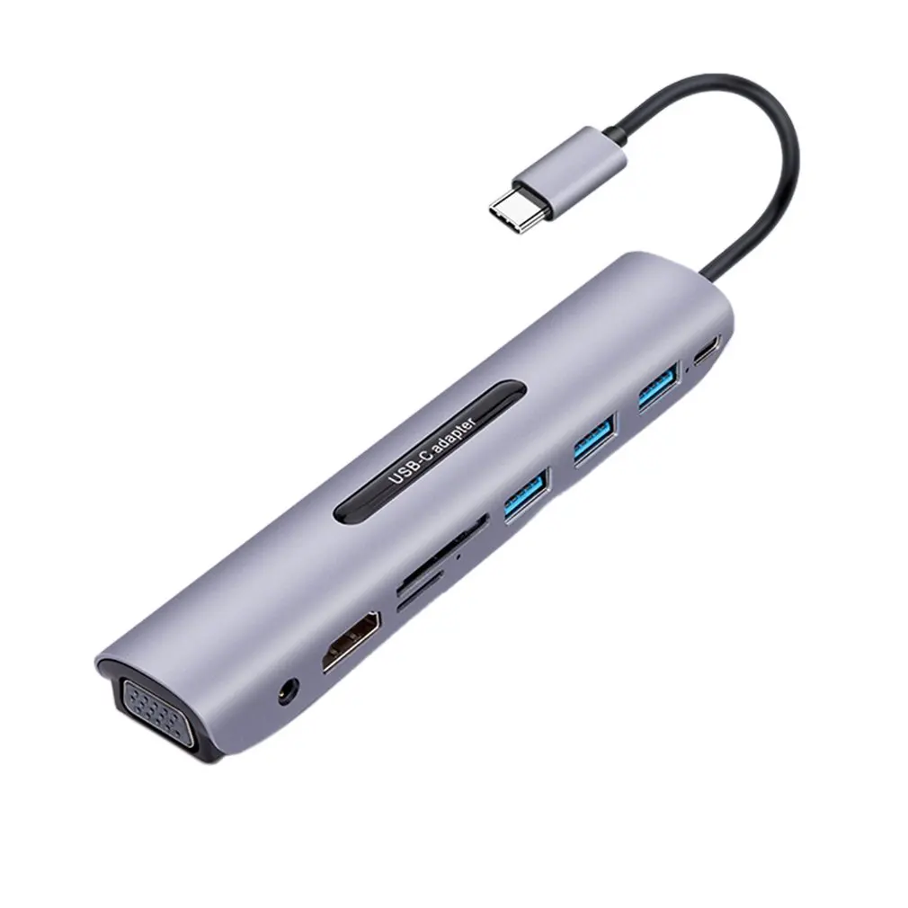 USB C док-станция thunderbolt 3 Type-c к HDMI VGA TF SD карта с 5 AUX аудио jack HD конвертер адаптер |