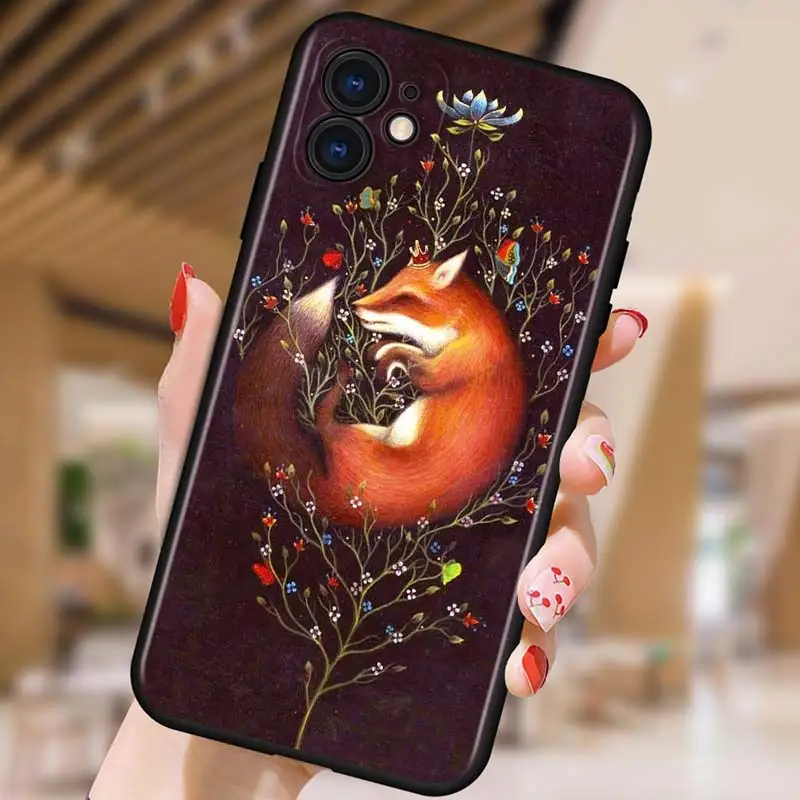 

The Little Prince Cute Fox for Apple iPhone 12 Pro Max Mini 11 Pro XS Max X XR 6S 6 7 8 Plus 5S SE2020 Black Phone Case