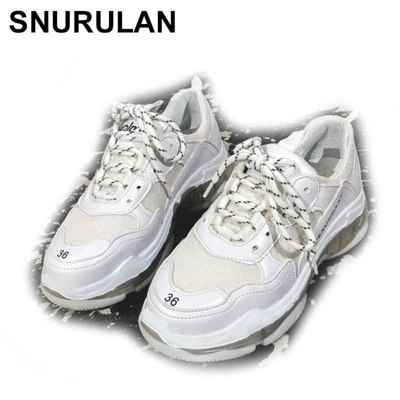 SNURULAN/2019 женские кроссовки на толстой платформе белые ботинки массивном каблуке