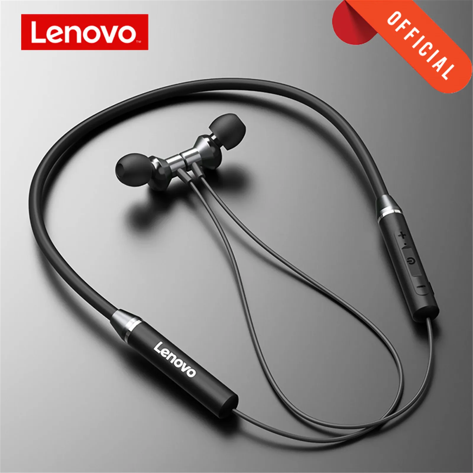 

Lenovo Magnetic Earphone Bluetooth5.0 Wireless Headset Neckband Earphones IPX5 Waterproof Sport Earbud with Noise Cancelling Mic