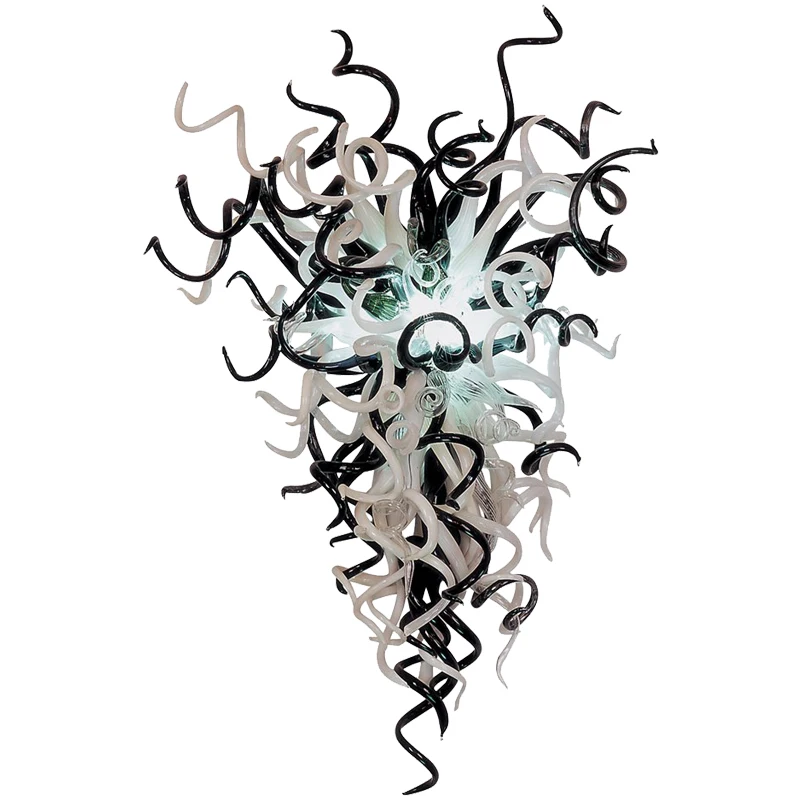 

Black White Clear Hand Blown Glass Pendant Light Murano Glass LED Chandelier Lamps Hotel Home Living Room Staircase Art Decor