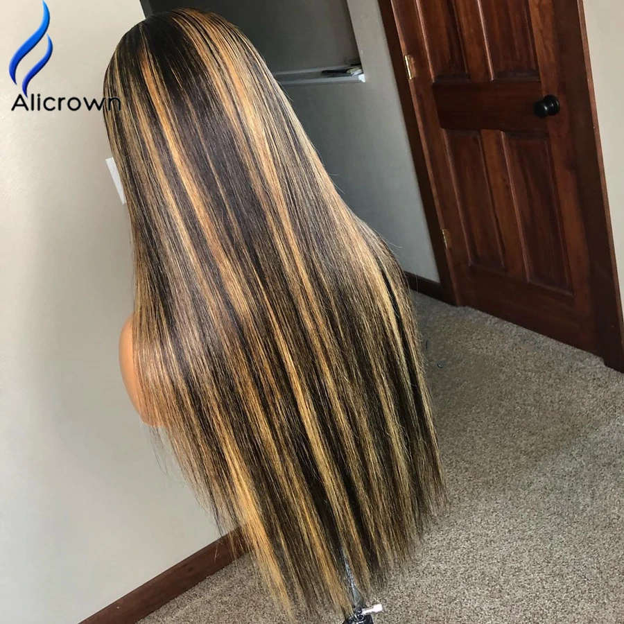 ALICROWN Ombre Highlight Straight13 * 6 кружевные передние человеческие волосы парики бразильские