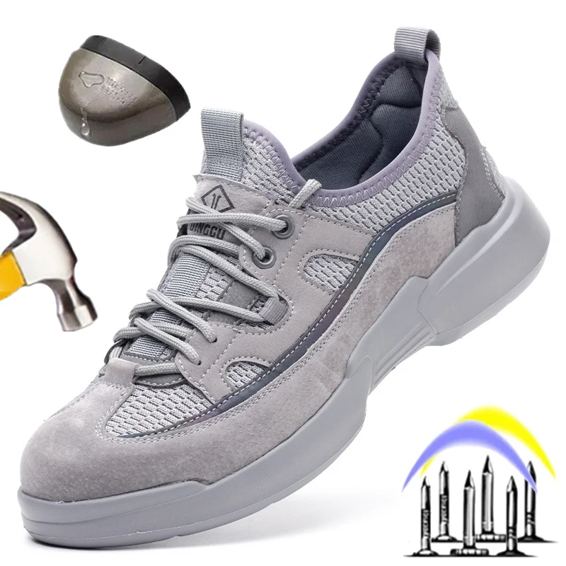 

Кроссовки мужские со стальным носком, дышащие легсветильник ботинки, защита от прокалывания, защитная обувь для работы