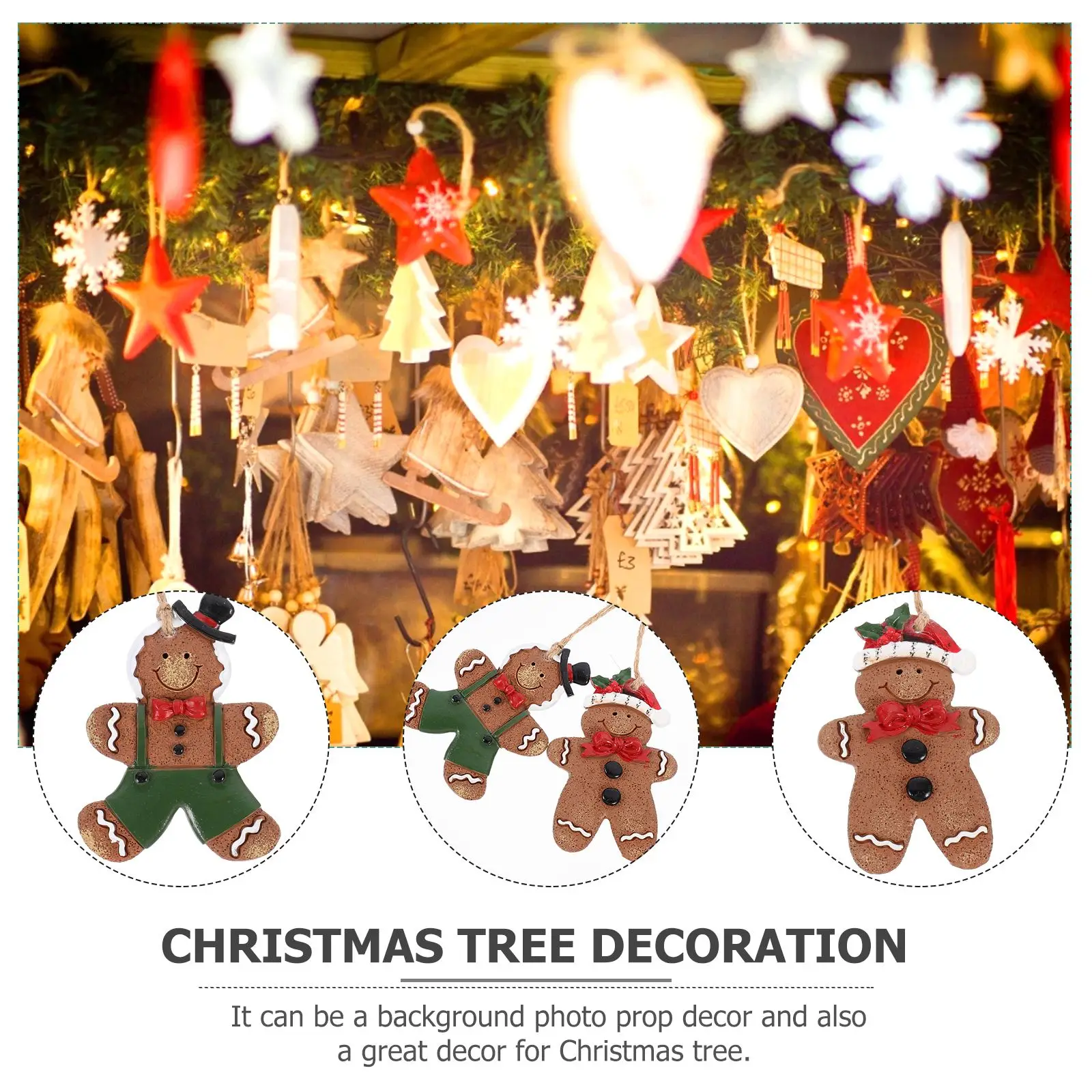 

2pcs Gingerbread Man Pendant Charms Christmas Tree Ornament Holiday Decor