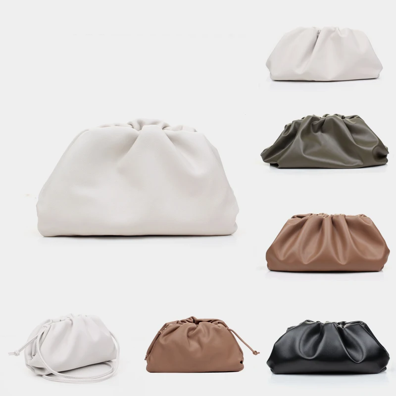 Ins натуральная коровья кожа облачная сумка Мягкие морщинистые пельменты через