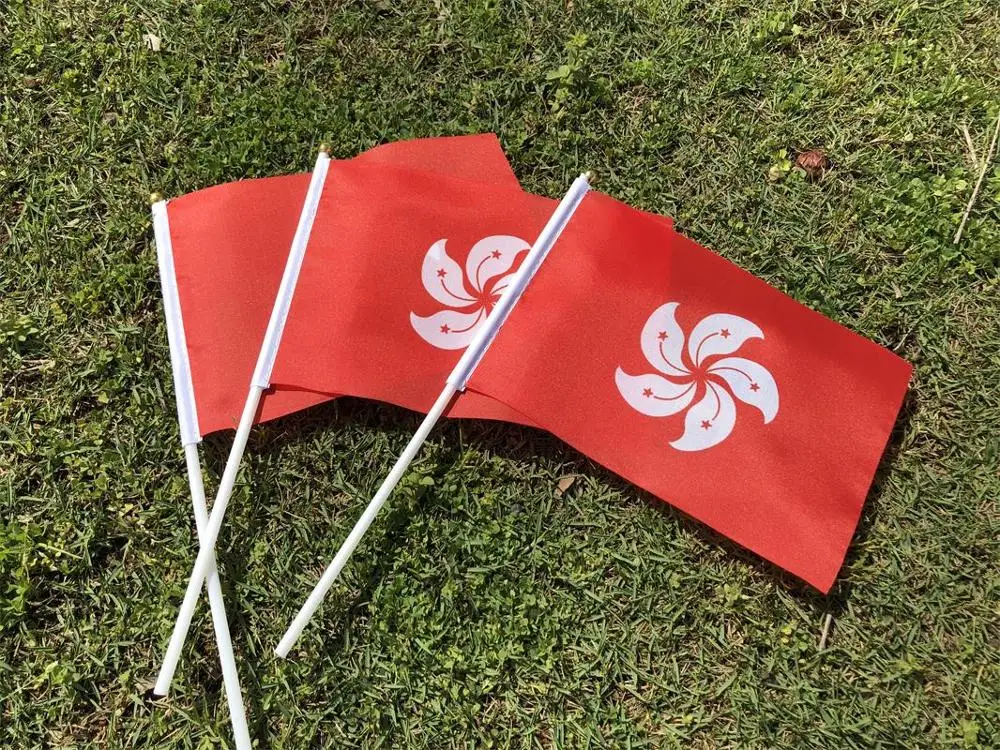 Маленький флаг Гонконга Китай 14 х21 см 20 шт. пластиковый машущий парад для