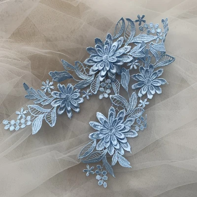 2 пары = 4 штуки разноцветные цветочные 3D кружевные аппликации вышитые нашивки