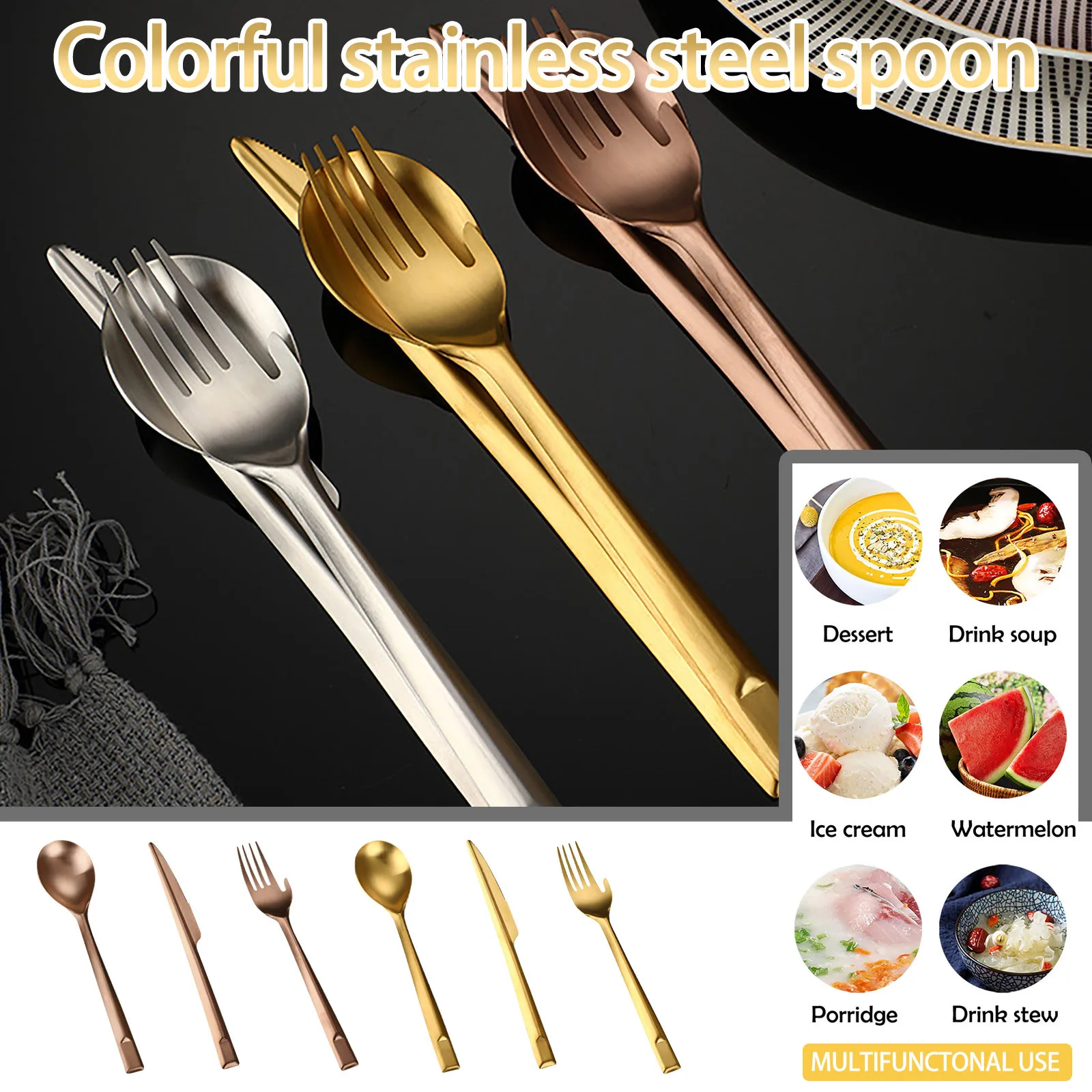 

Gold Cutlery Set Forks Spoons Knives Tableware Steel Cutlery Set Stainless Steel Dinnerware Set Chopstick Spoon Knife Fork