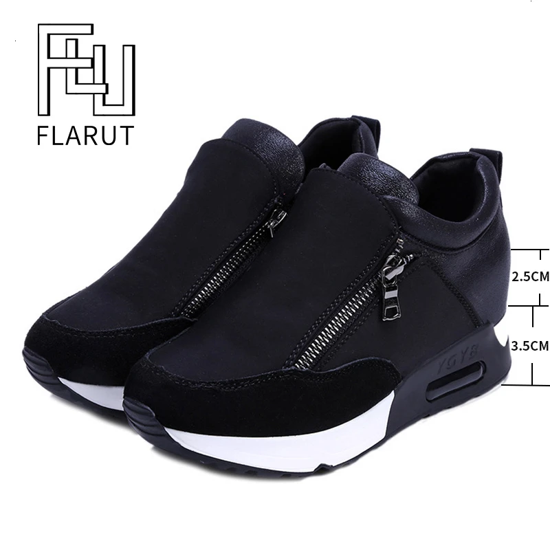 Спортивная обувь увеличивающая рост 6 см Женские сетчатые кроссовки на молнии с