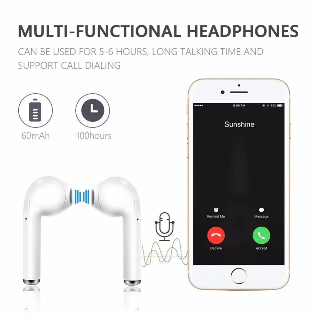 Беспроводные наушники i7s TWS Bluetooth 5 0 спортивные вкладыши гарнитура с микрофоном