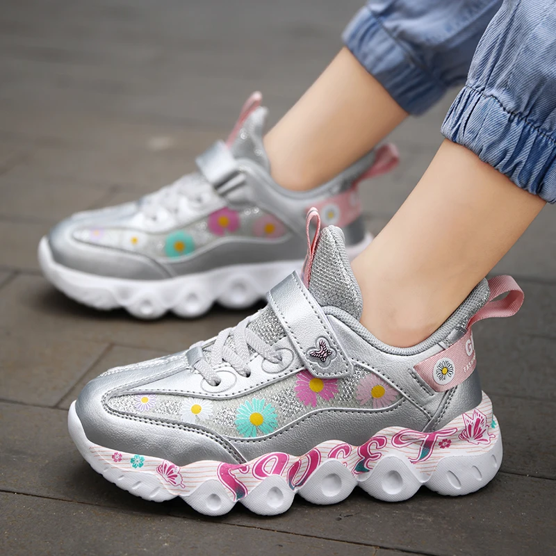 

High Quality Girls Casual Sneakers for Kids Breathable Casual Youth Girls Kids Shoes Pink Soft Sole Kids Girls Walking Sneakers