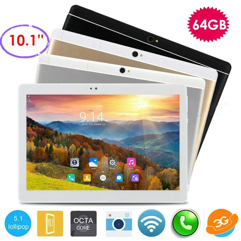 

2021 Android 9.0 Tablet Pc 10.1 inch 6GB RAM 128GB ROM Octa Core Dual Cameras 2.0mp+5.0MP IPS Phone 4G WPS Tablets