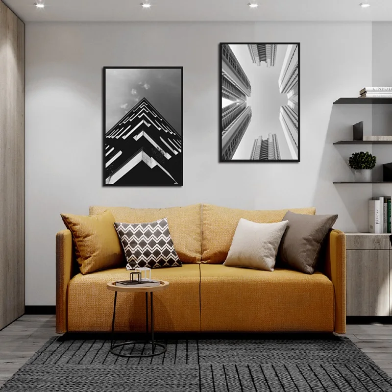 

City Architecture Photography Canvas Painting Black and White Buildings Modern Simple Wall Art for Living Room Bedroom Office