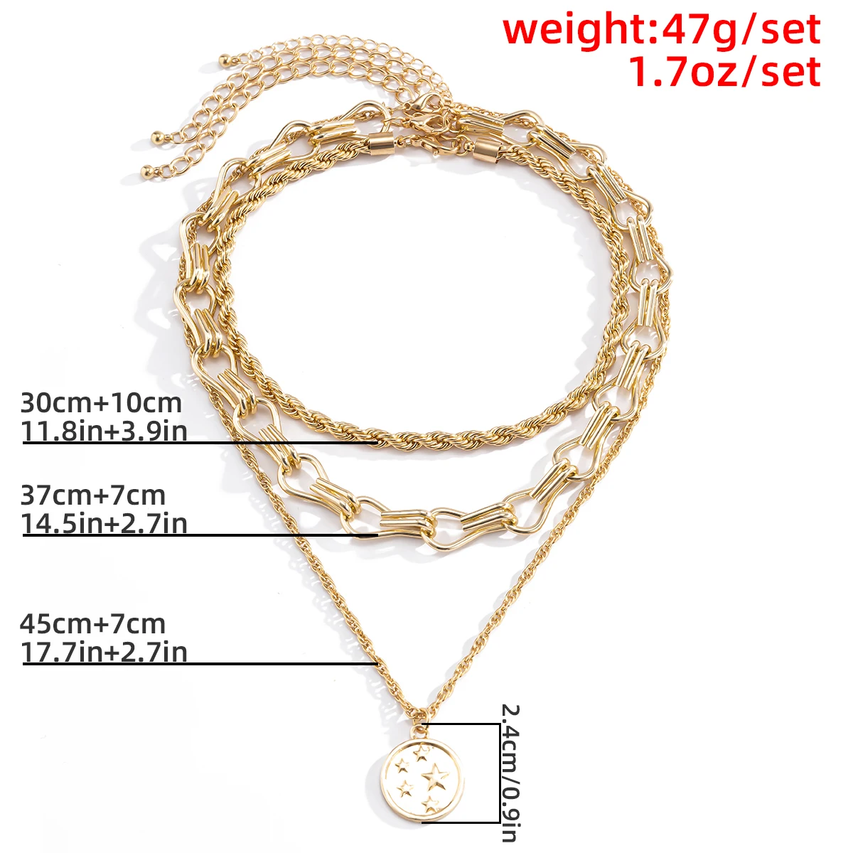 

Salircon Vintage Star Carved Coin Pendant Necklace for Women Men Kpop Multi Layer Twisted Chain Necklace Jewelry Gift 2021 Trend