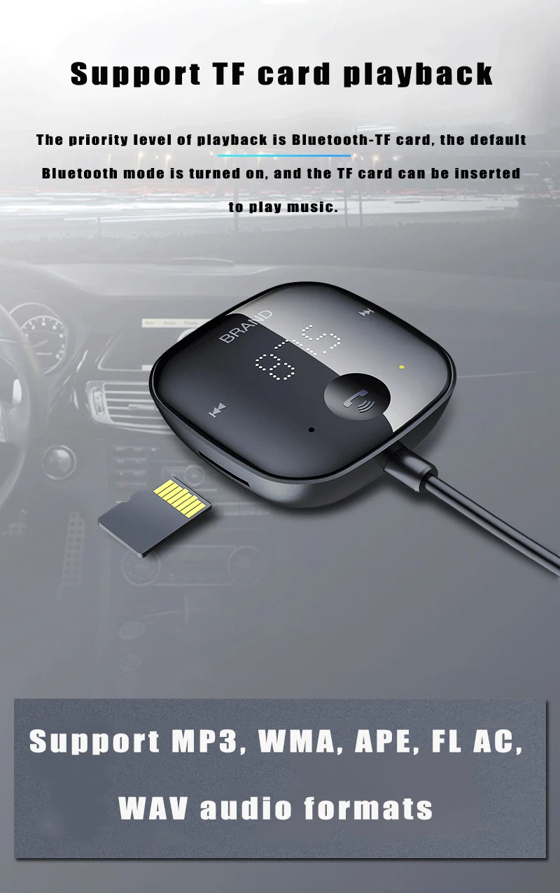 2021 Bluetooth 5.0 Car MP3 Player FM Transmitter Handsfree AUX Wireless Kit Modulator Support TF Card Music Playback | Электроника