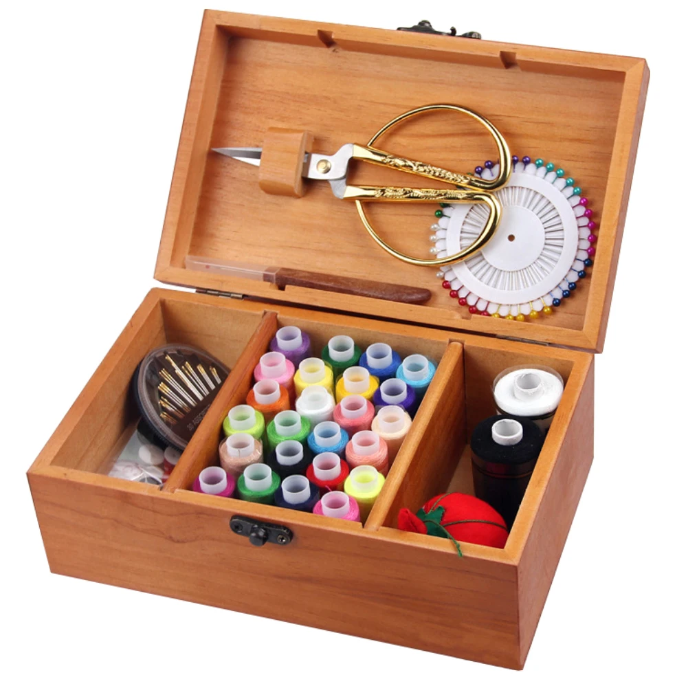 Новые портативные иглы нитки ножницы измерительная лента наборы деревянный