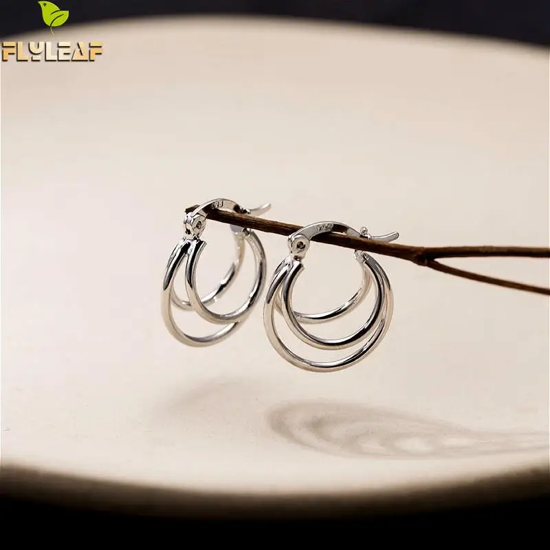 Серьги-кольца Flyleaf Многослойные женские серебро 100% пробы | Украшения и аксессуары