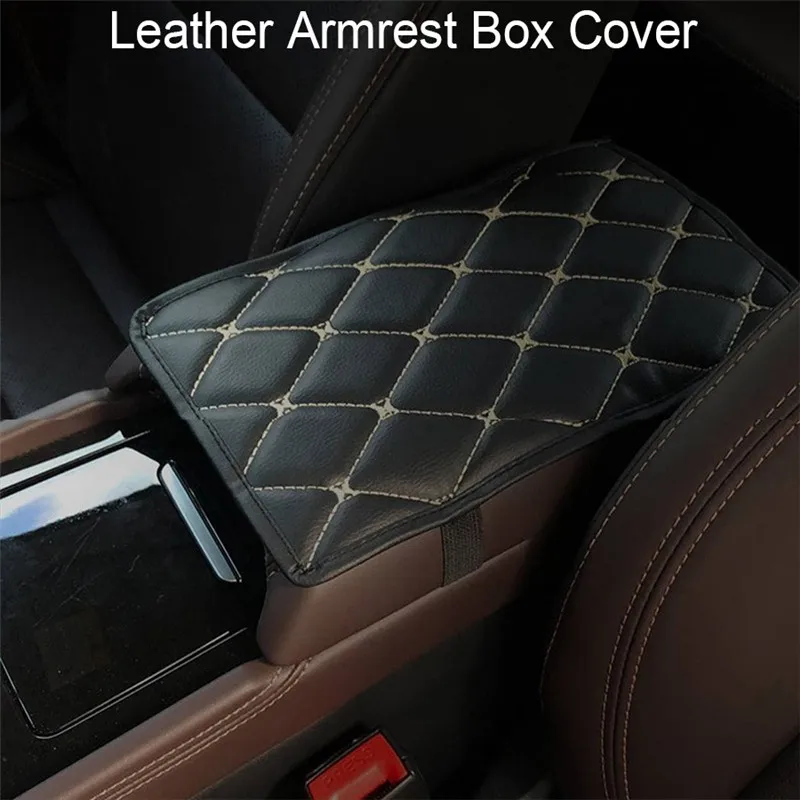 

Leather Car Armrest Pad Covers Universal Center Console Auto Seat Armrests Box Pads Black Armrest Storage Protection Cushion