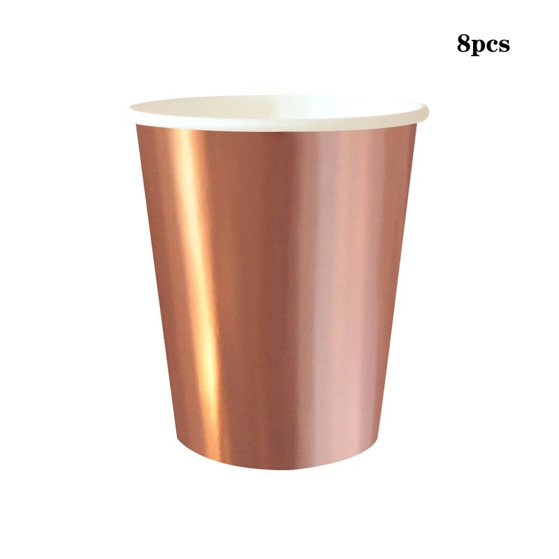 Розовое золото вечерние одноразовая посуда бумажный стаканчик тарелка соломы