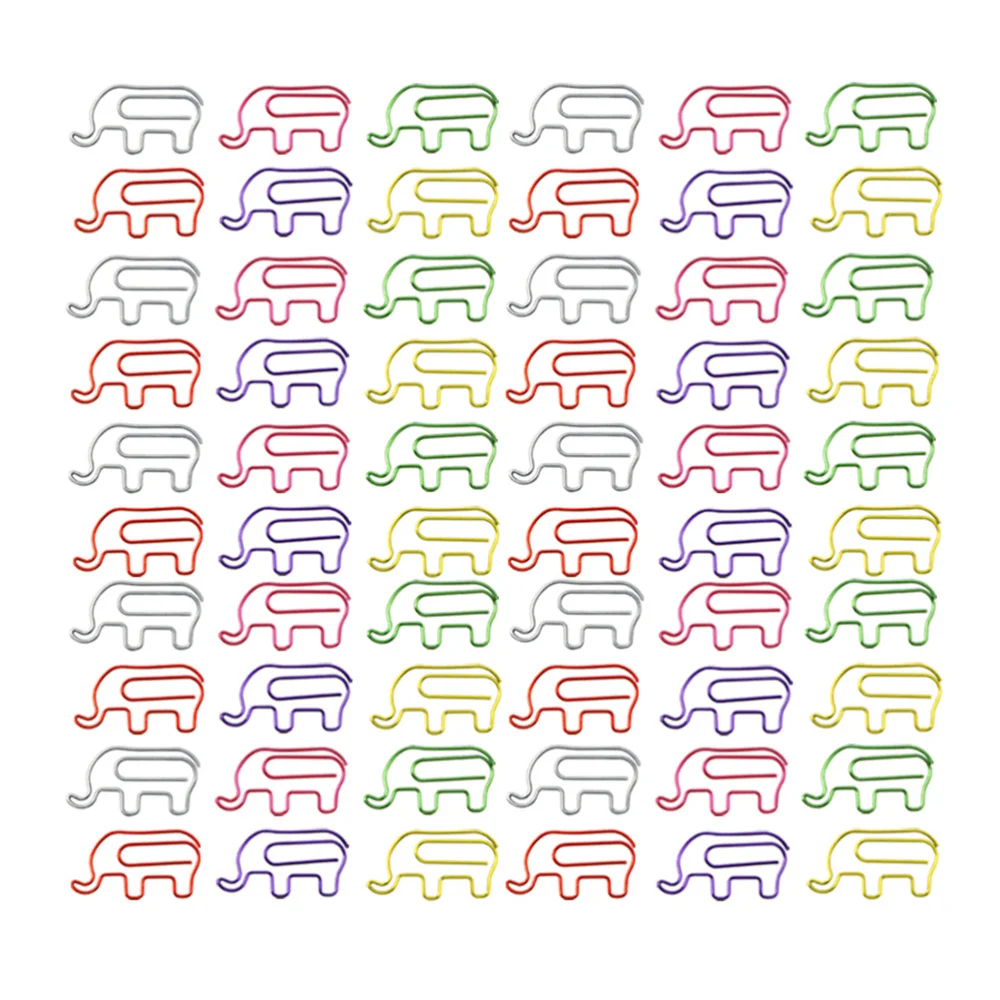 

60pcs Office Clips Creative Elephant Shape Paper Clips (Colorful)