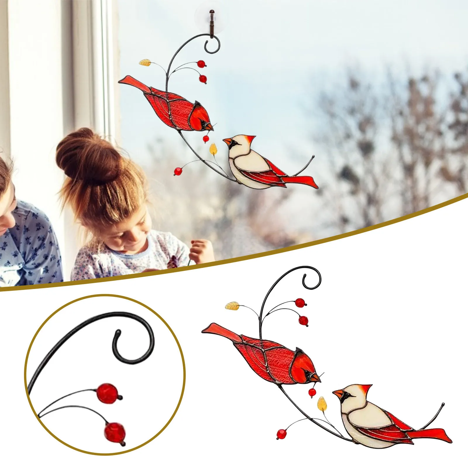 

Home Decor Bird Stained Glass Ornament Window Hangings For Window Hanging Ornament Decoration Accessories Room Decor