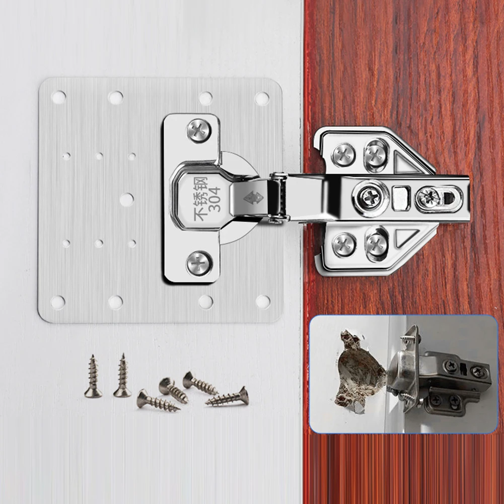 

Multifunctional 4/10 Set Large Stainless Steel Hinge Repairing Plate with Screws Accessories for Cabinet Furniture Window Drawer