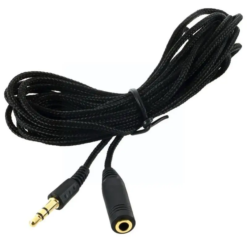 New 5m Earphone Headphone Stereo Audio Extension Cable Cord For Speaker Phone Cloth Lanyards Wire 3.5mm Jack Female To Male F0z2