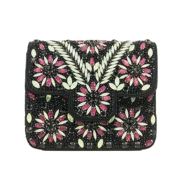Boutique De FGG Hand Made Indian Beaded Purse For Women Formal Evening Bags Party Wedding Bridal Beading Envelope Clutch Handbag