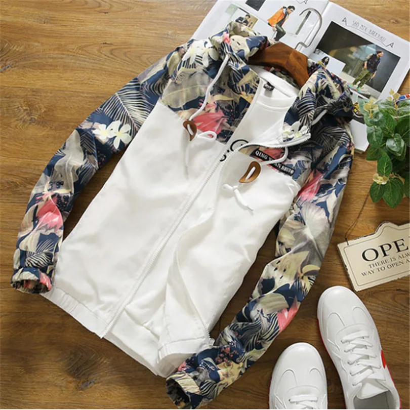 Новая модная куртка с цветочным рисунком для мужчин брендовая Новинка