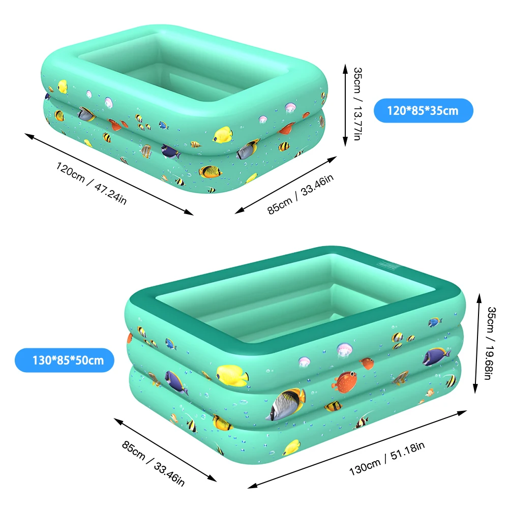 

1.3 Meter 3 Layer Inflatable Kids Pool Home Use Oversized Paddle Pool Inflatable Square Baby Pool Inflatable Pool