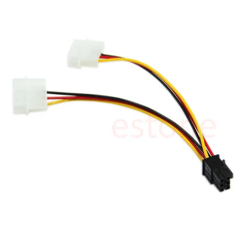 

1PC 6 Pin PCI-E to 2 X 4 Pin Power Adapter Converter Cable Cord T21A